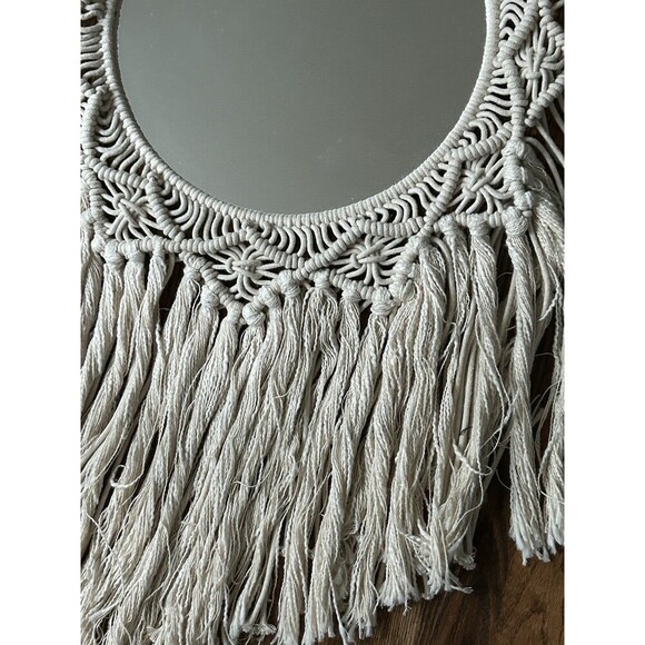 Opalhouse Boho Hand Woven Macrame Mirror Wall Hanging Decor Crochet Tassel - Picture 5 of 7